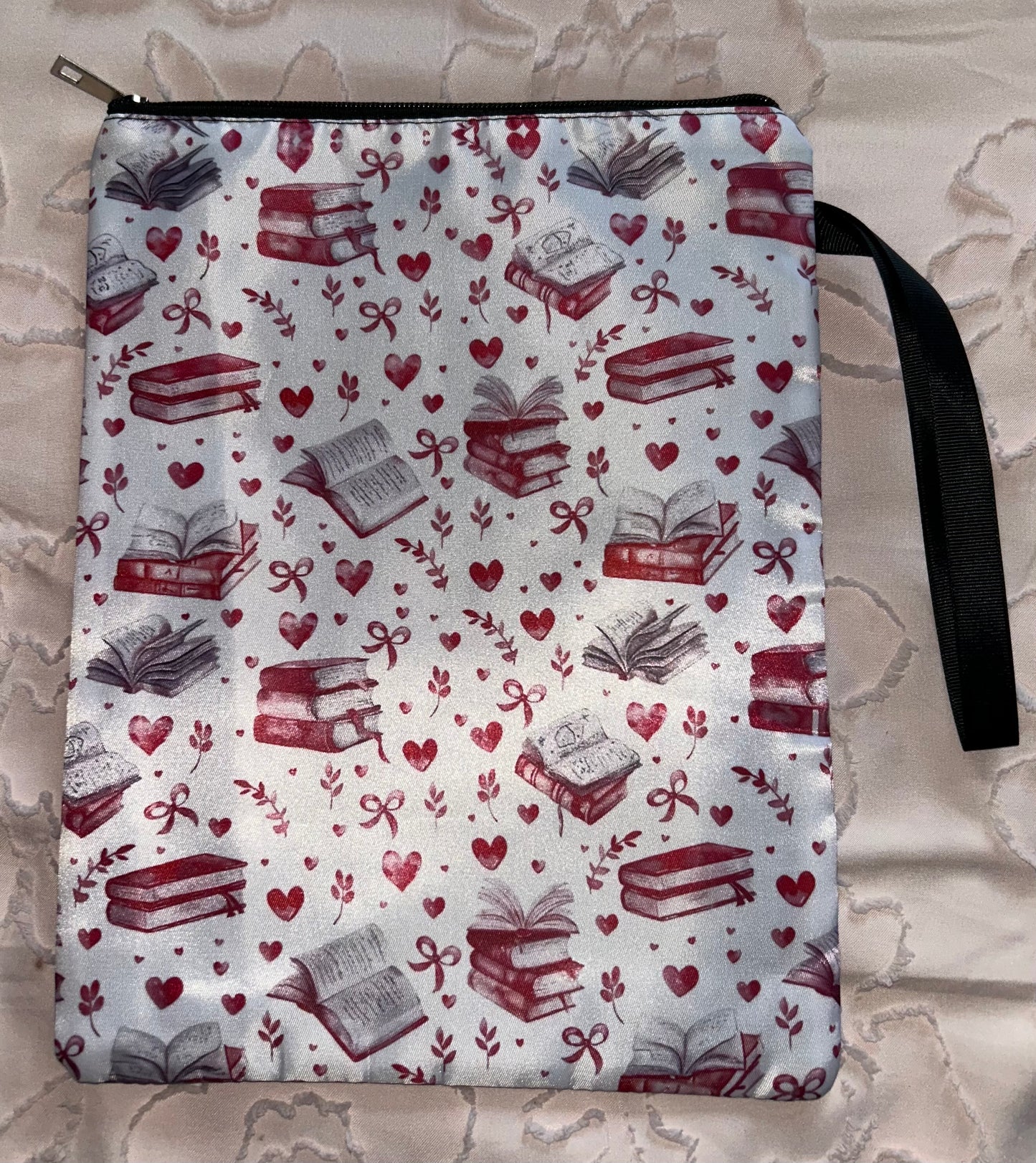 Pink books and Hearts Book Pouch