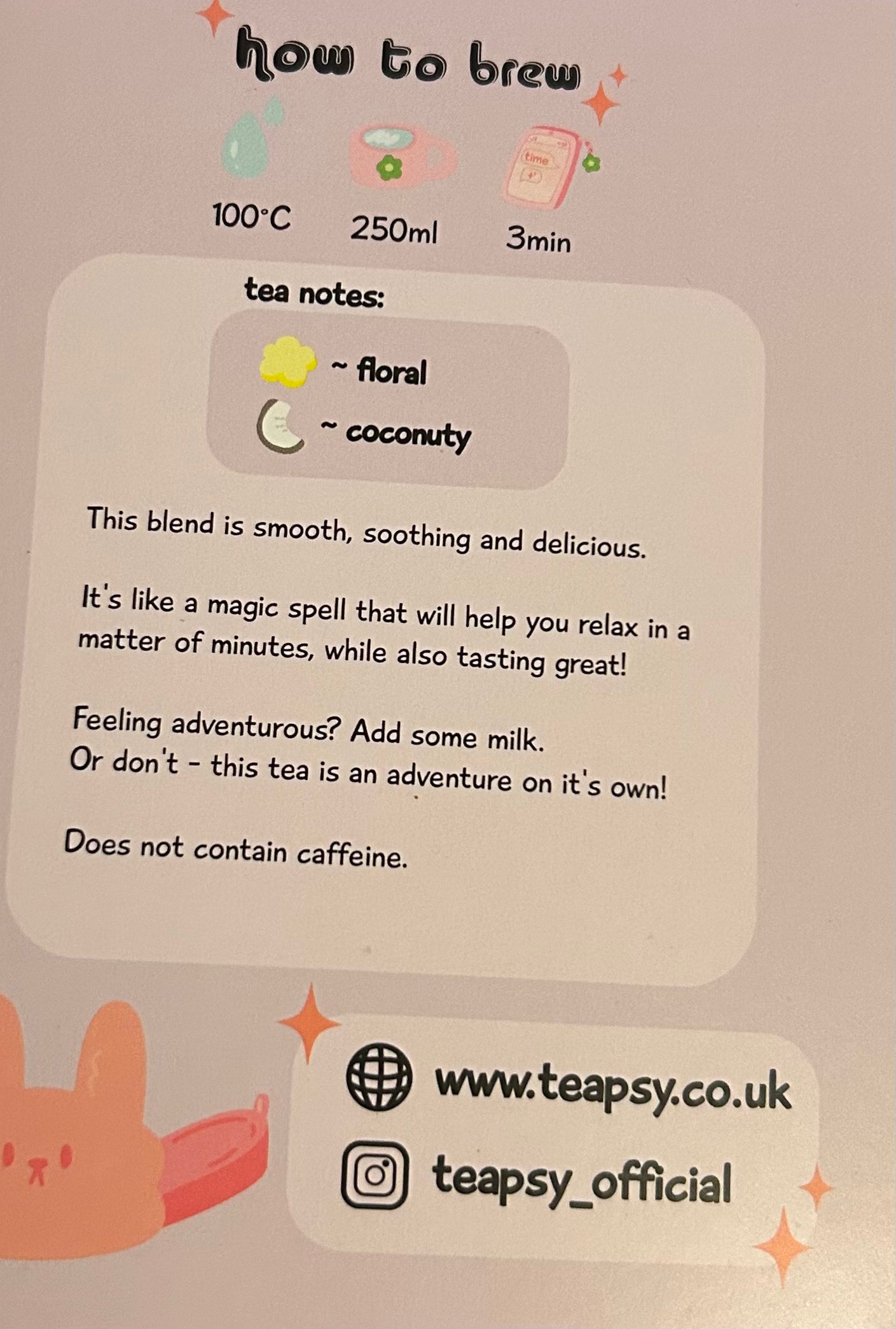 Teapsy Moondust Caffeine Free Tea - Chamomile & Coconut