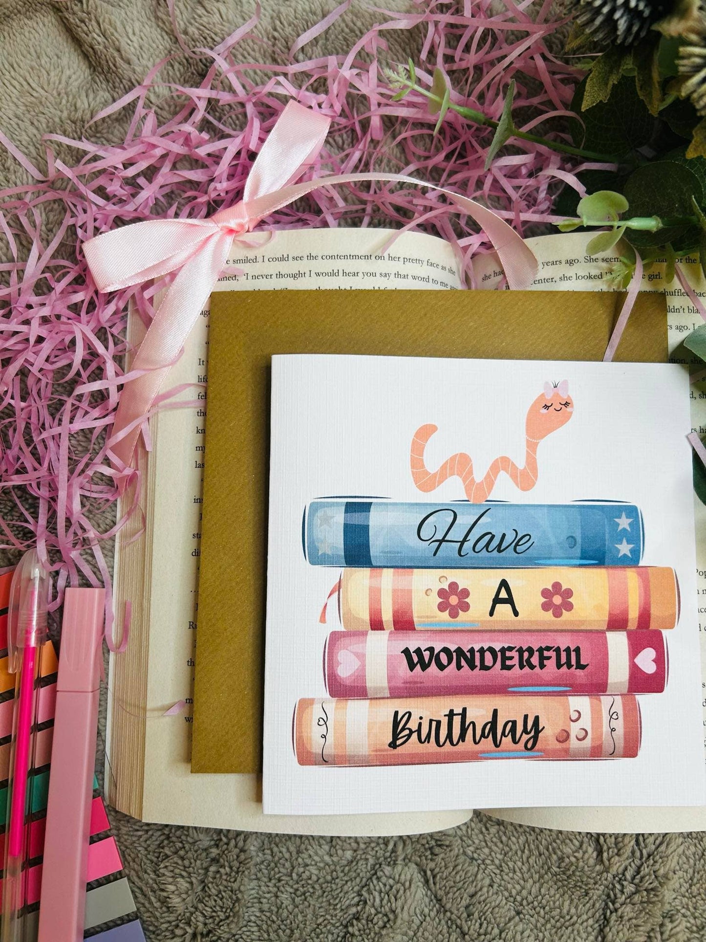 Bookworm birthday card
