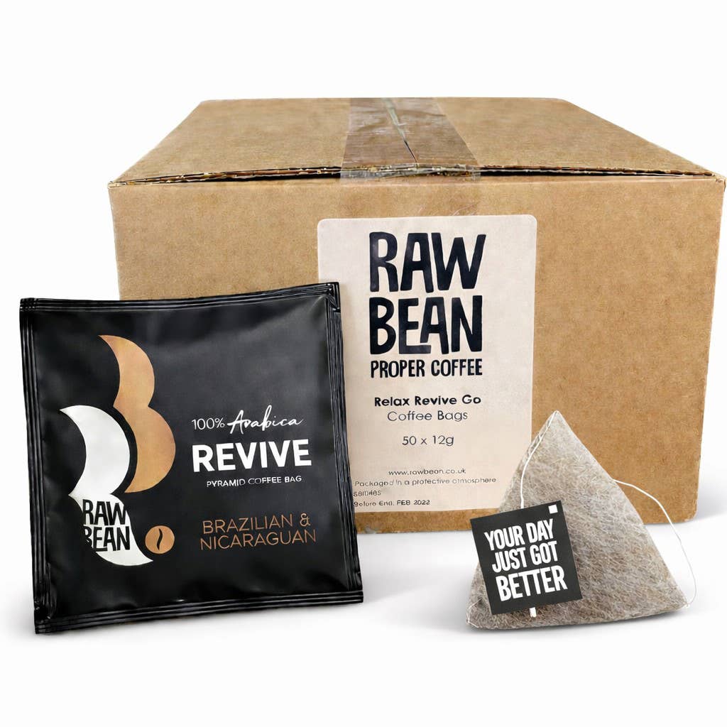 Relax Revive Go Individually Wrapped Coffee Bean Bags: Case of 50 envelopes
