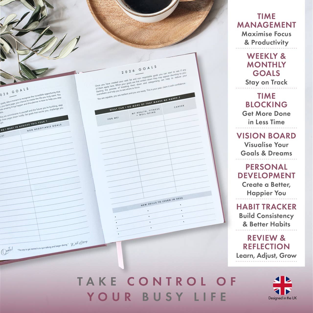 2026 Productivity & Lifestyle Planner - Mauve