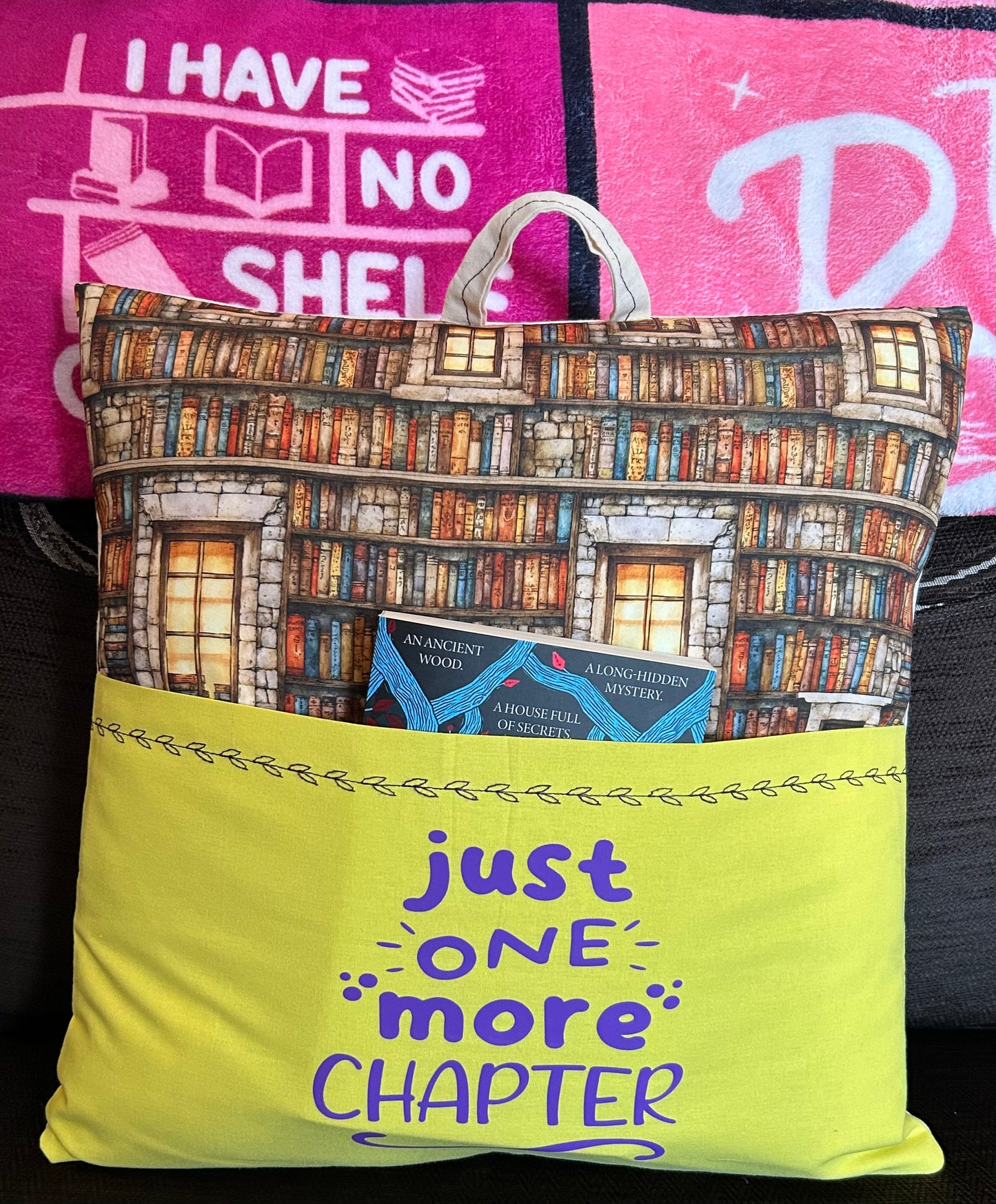 Handmade Reading Pillow -  Books and windows