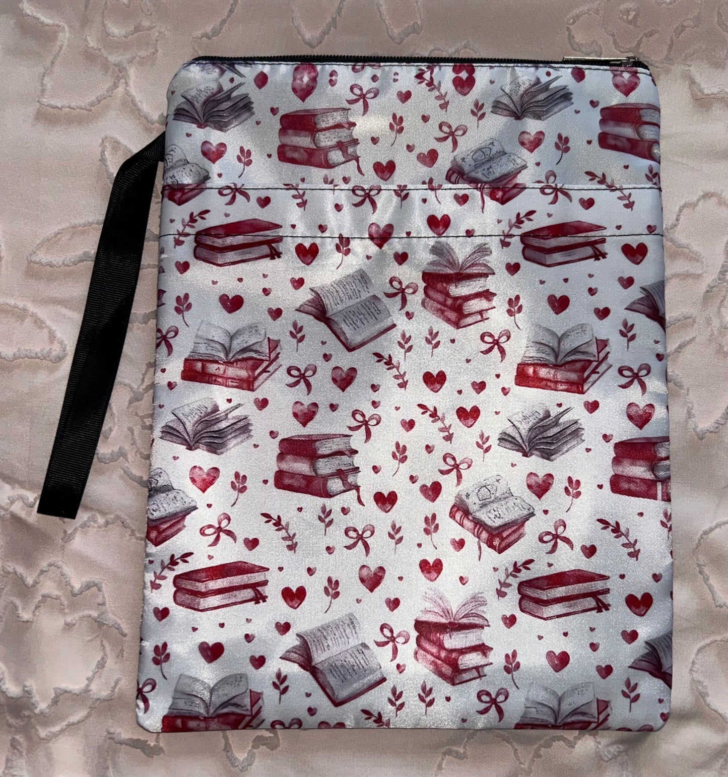 Pink books and Hearts Book Pouch