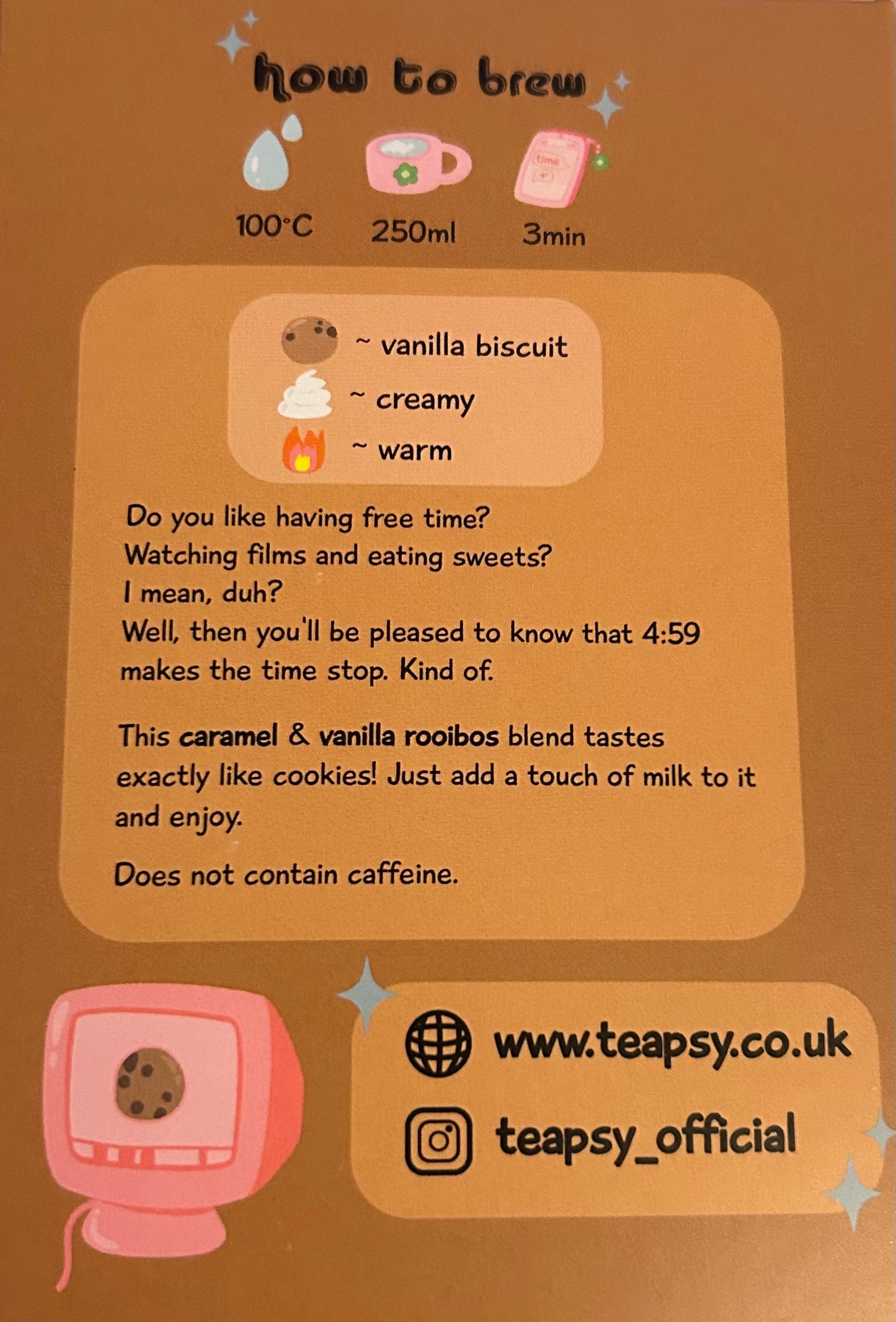 Teapsy 4:59 Caffeine Free Tea - Rooibos Vanilla and Caramel