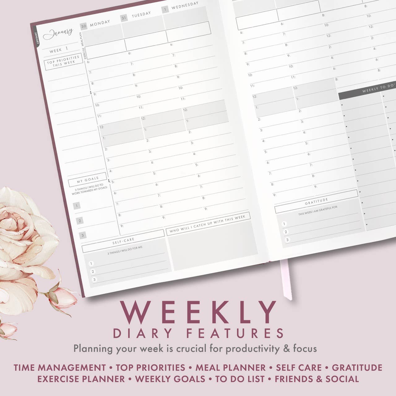 2026 Productivity & Lifestyle Planner - Mauve