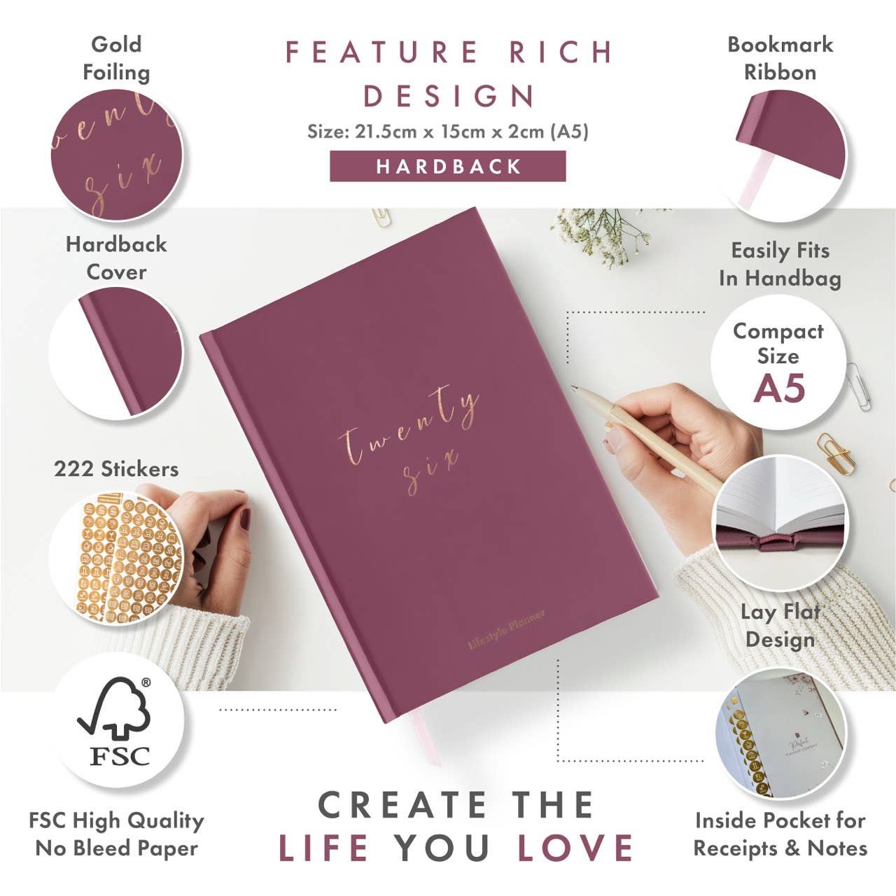 2026 Productivity & Lifestyle Planner - Mauve