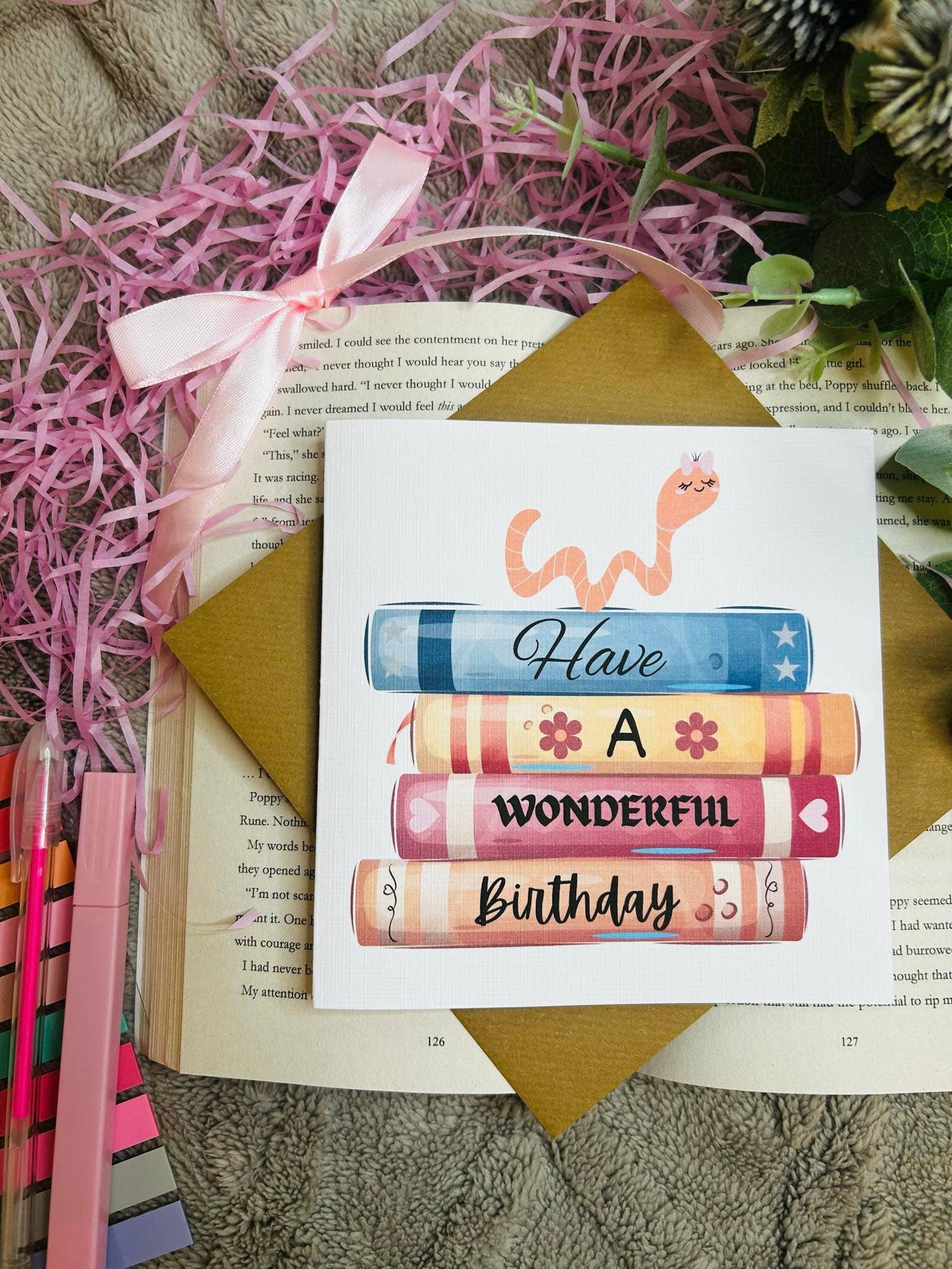 Bookworm birthday card