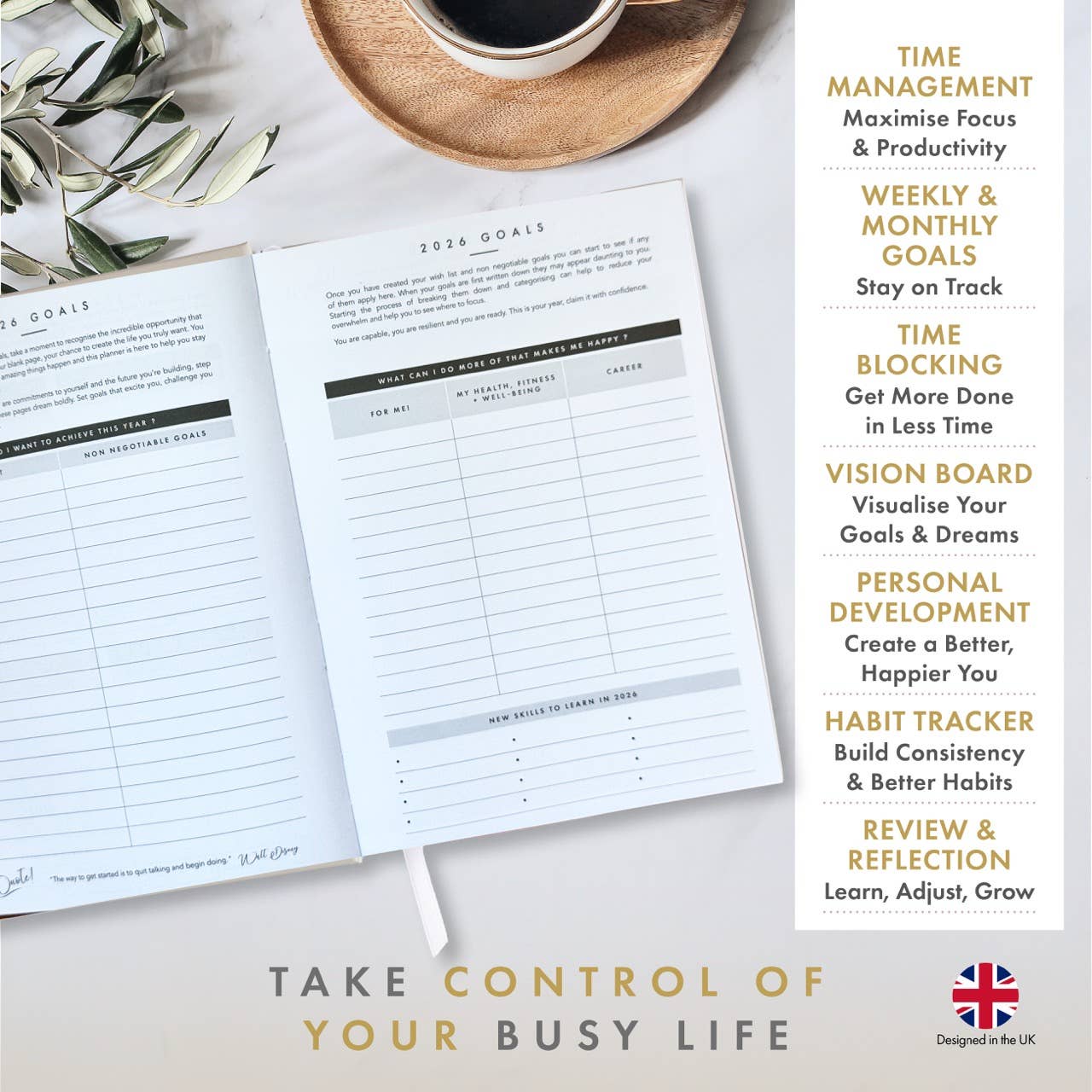 2026 Productivity & Lifestyle Planner - Stone